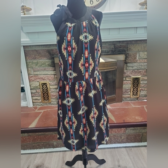 Bundle Only: Nicola Aztec print chiffon Flattering Flowy Midi women’s dress Sz M - Picture 12 of 13